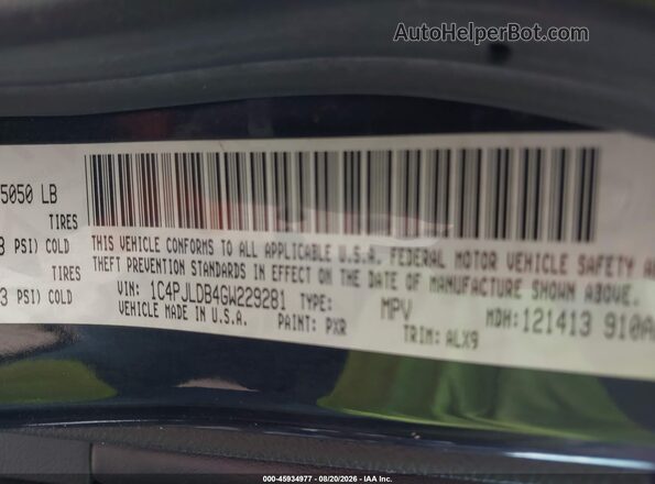 1C4PJLDB4GW229281 2016 JEEP CHEROKEE Black Widok komory silnika