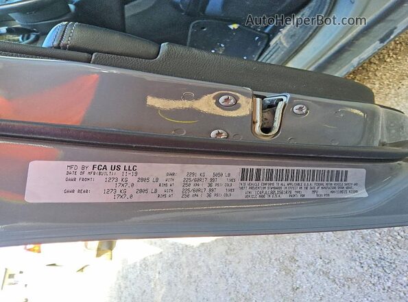 1C4PJLLB2LD561078 2020 JEEP CHEROKEE Gray Вид наклейки з VIN-кодом