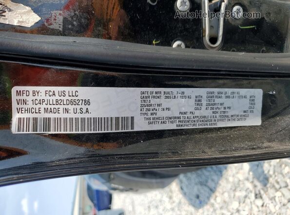 1C4PJLLB2LD652786 2020 JEEP CHEROKEE Black Vista de la etiqueta del VIN