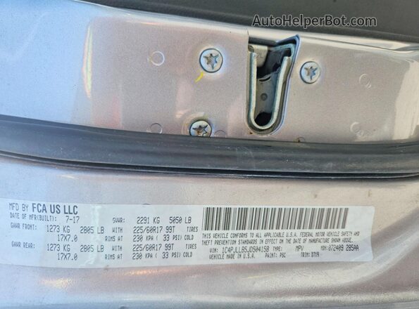 1C4PJLLB5JD504158 2018 JEEP CHEROKEE Silver Widok naklejki z numerem VIN