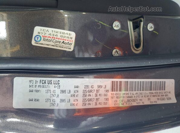 1C4PJLLB8KD439274 2019 JEEP CHEROKEE Gray Vista del compartimento del motor