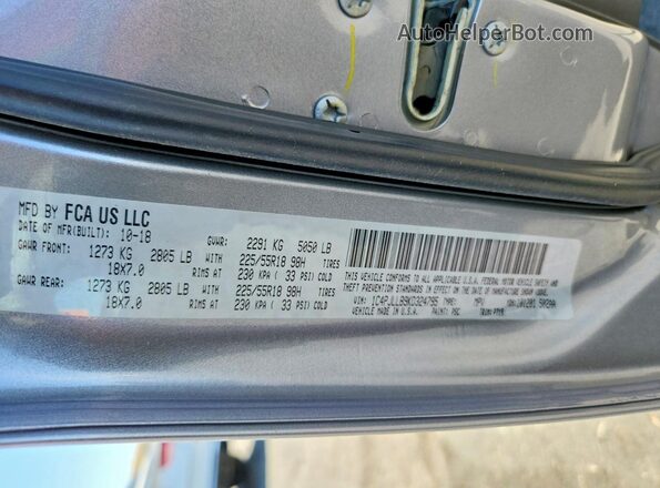 1C4PJLLB9KD324795 2019 JEEP CHEROKEE Серебряный Вид подкапотного пространства