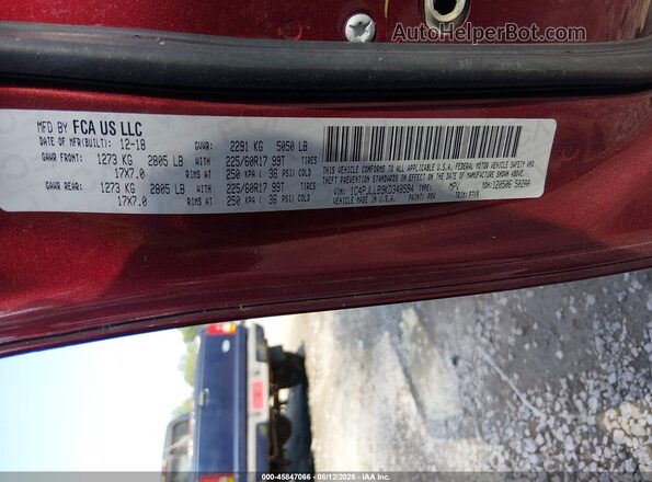1C4PJLLB9KD348594 2019 JEEP CHEROKEE Burgundy Вид підкапотного простору