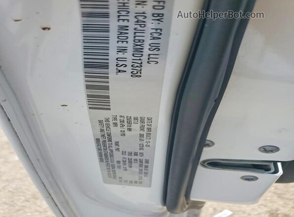 1C4PJLLBXMD173758 2021 JEEP CHEROKEE White VIN sticker view
