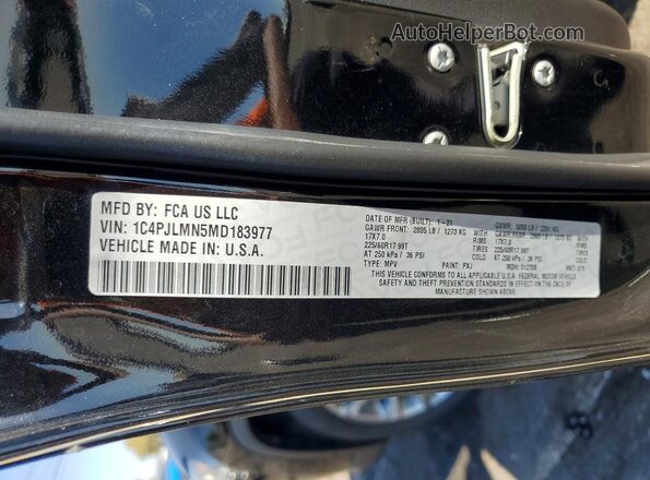 1C4PJLMN5MD183977 2021 JEEP CHEROKEE Black Vista de la etiqueta del VIN