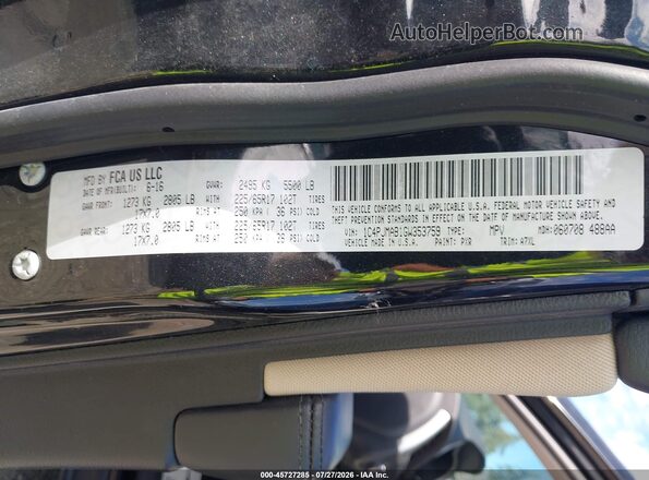 1C4PJMAB1GW353759 2016 JEEP CHEROKEE Black Շարժիչի բաժամունքի տեսք