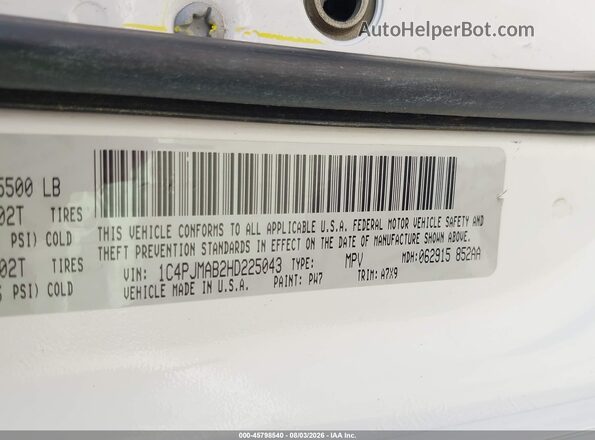 1C4PJMAB2HD225043 2017 JEEP CHEROKEE Белый Вид подкапотного пространства