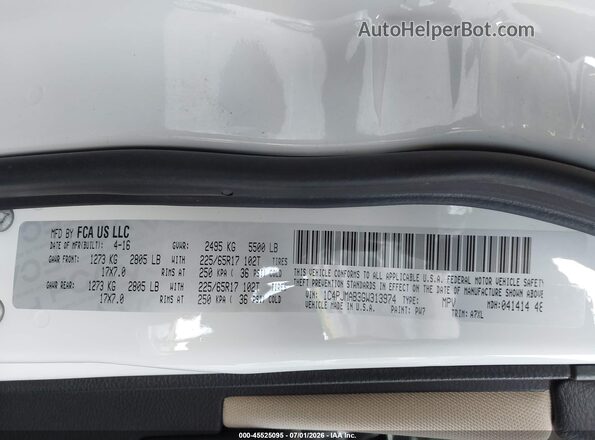 1C4PJMAB3GW313974 2016 JEEP CHEROKEE White Вид підкапотного простору