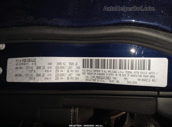 1C4PJMAB5GW313863 2016 JEEP CHEROKEE Dark Blue Vista del compartimento del motor