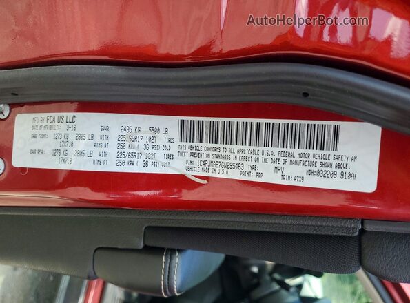 1C4PJMAB7GW295463 2016 JEEP CHEROKEE Red ძრავის განყოფილების ხედი
