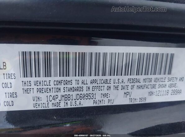 1C4PJMBB1JD609531 2018 JEEP CHEROKEE Черный Вид подкапотного пространства