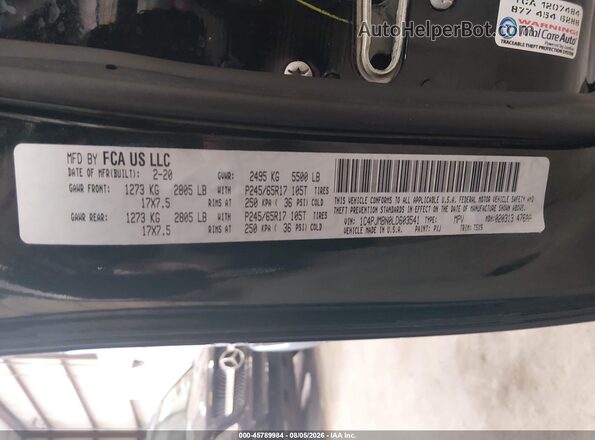 1C4PJMBN0LD603541 2020 JEEP CHEROKEE Black Vista del compartimento del motor