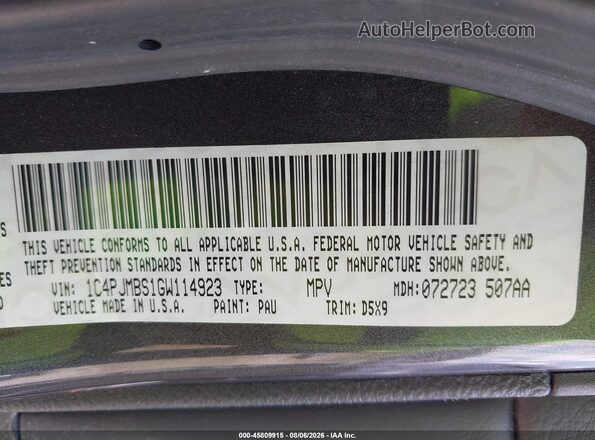 1C4PJMBS1GW114923 2016 JEEP CHEROKEE Gray Widok komory silnika