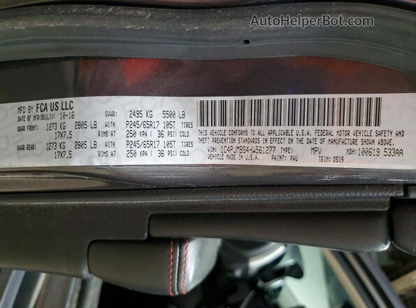1C4PJMBS4HW561277 2017 JEEP CHEROKEE Серый Вид наклейки с VIN-кодом