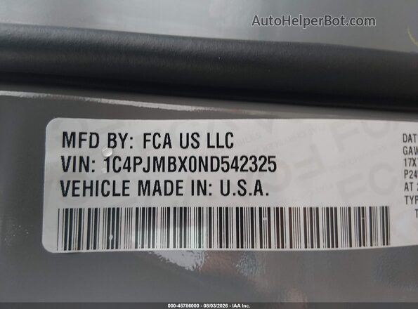 1C4PJMBX0ND542325 2022 JEEP CHEROKEE Серый Вид подкапотного пространства