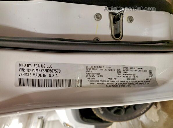 1C4PJMBX3ND507570 2022 JEEP CHEROKEE White Սալոնի 360 աստիճան տեսք