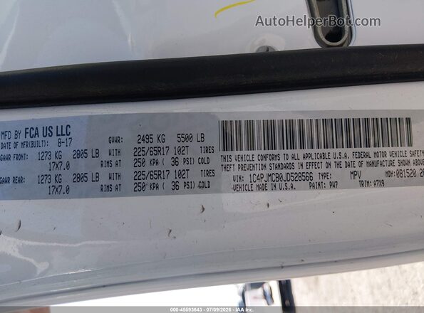 1C4PJMCB0JD528566 2018 JEEP CHEROKEE White Вид підкапотного простору