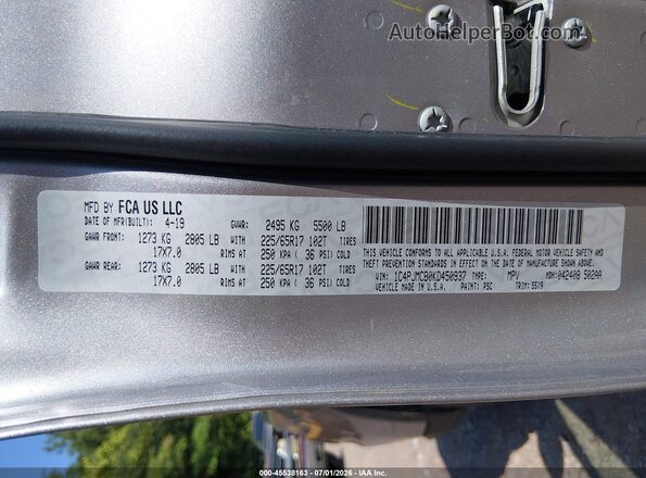 1C4PJMCB0KD450937 2019 JEEP CHEROKEE Silver Widok komory silnika