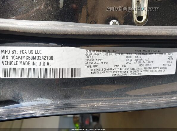 1C4PJMCB0MD242706 2021 JEEP CHEROKEE Black Widok komory silnika