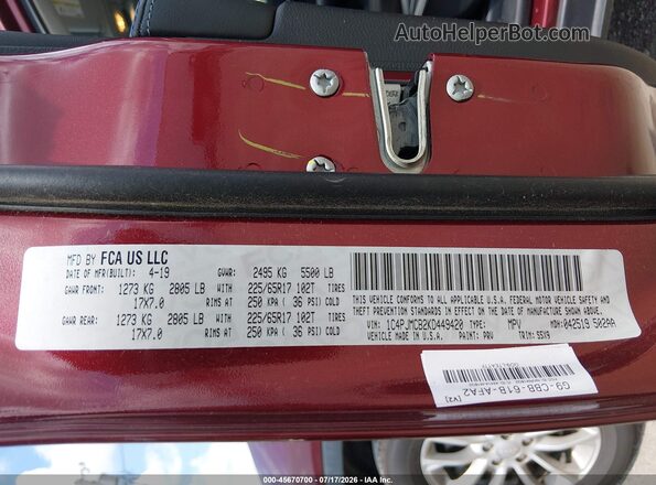 1C4PJMCB2KD449420 2019 JEEP CHEROKEE Maroon Engine compartment view
