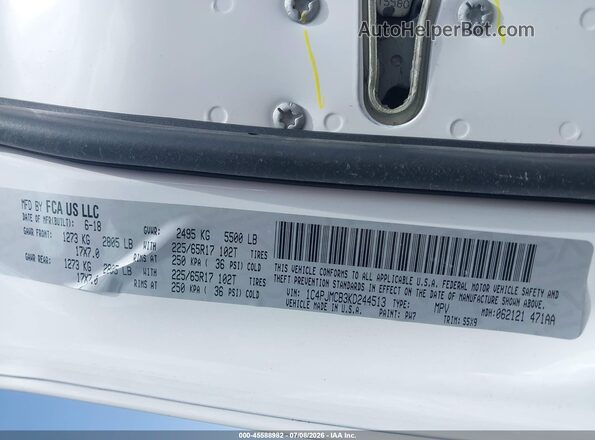 1C4PJMCB3KD244513 2019 JEEP CHEROKEE White Engine compartment view