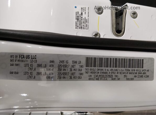 1C4PJMCB3LD579529 2020 JEEP CHEROKEE Белый Вид подкапотного пространства