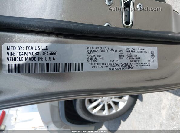 1C4PJMCB3LD645660 2020 JEEP CHEROKEE Beige Engine compartment view