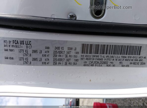 1C4PJMCB4JD528652 2018 JEEP CHEROKEE White ძრავის განყოფილების ხედი