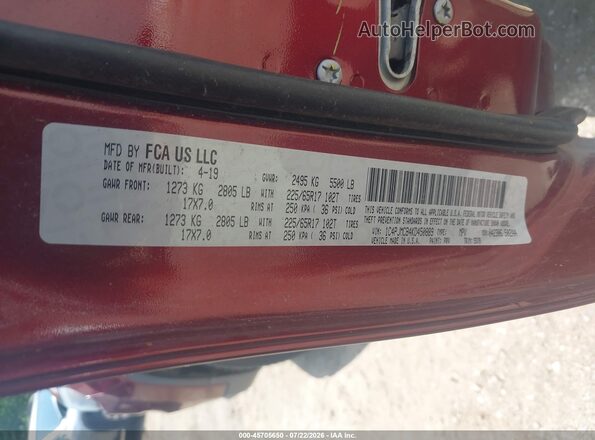 1C4PJMCB4KD450889 2019 JEEP CHEROKEE Темно-бордовый Вид подкапотного пространства