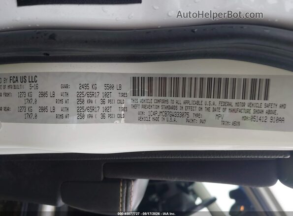 1C4PJMCB7GW333075 2016 JEEP CHEROKEE White Engine compartment view