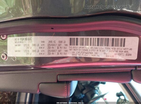 1C4PJMCB7HW637864 2017 JEEP CHEROKEE Черный Вид подкапотного пространства