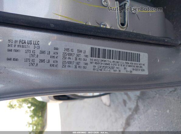 1C4PJMCB7KD412587 2019 JEEP CHEROKEE Серебряный Вид подкапотного пространства