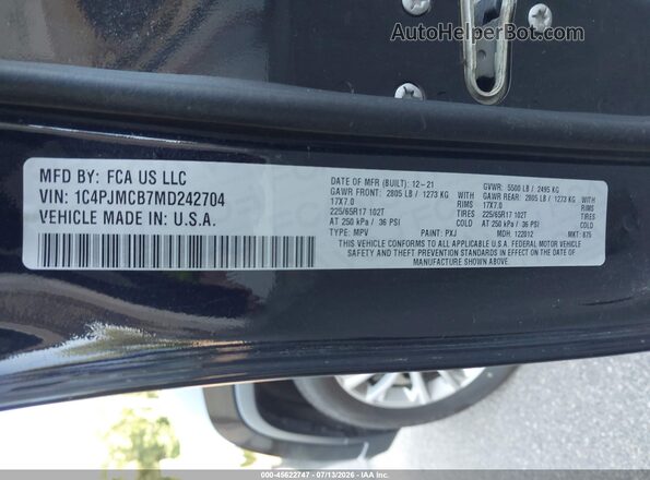 1C4PJMCB7MD242704 2021 JEEP CHEROKEE Black Widok komory silnika