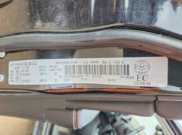 1C4PJMCB8GW308427 2016 JEEP CHEROKEE Black VIN კოდის სტიკერის ხედი