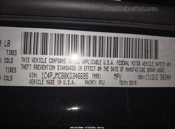 1C4PJMCB8KD346695 2019 JEEP CHEROKEE Black Engine compartment view