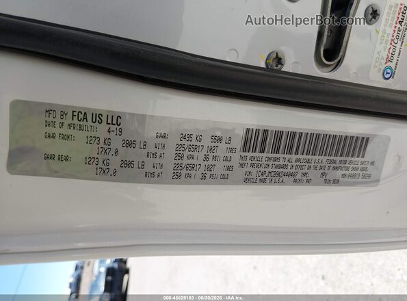 1C4PJMCB9KD440407 2019 JEEP CHEROKEE White Вид підкапотного простору