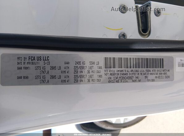 1C4PJMCB9KD459927 2019 JEEP CHEROKEE White Widok komory silnika