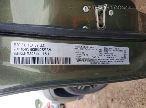 1C4PJMCB9LD623226 2020 JEEP CHEROKEE Green Vista de la etiqueta del VIN