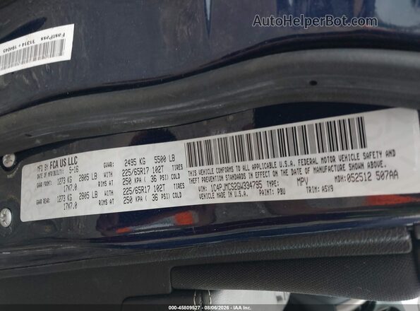 1C4PJMCS2GW334795 2016 JEEP CHEROKEE Blue Vista del compartimento del motor