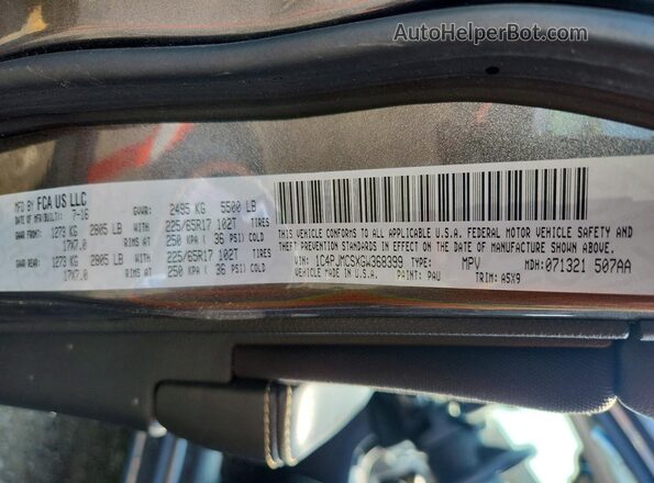 1C4PJMCSXGW368399 2016 JEEP CHEROKEE Black Widok wnętrza 360 stopni