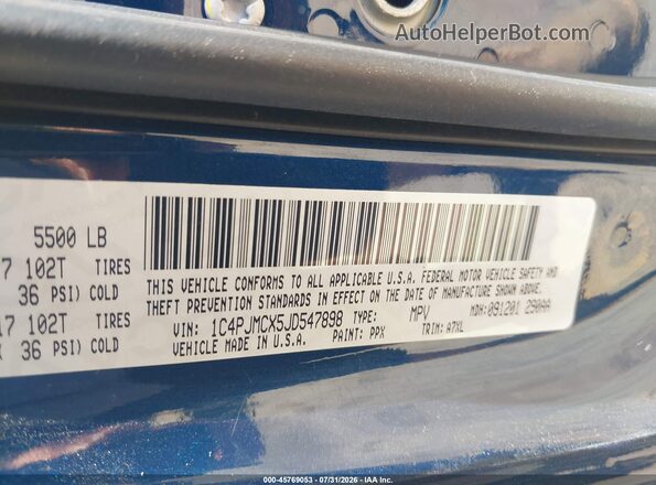 1C4PJMCX5JD547898 2018 JEEP CHEROKEE Blue Engine compartment view