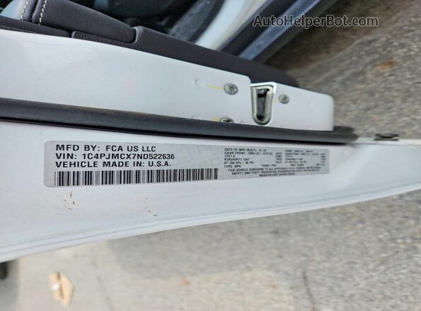 1C4PJMCX7ND522636 2022 JEEP CHEROKEE White Widok wnętrza 360 stopni