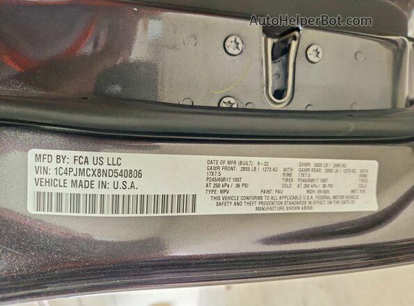 1C4PJMCX8ND540806 2022 JEEP CHEROKEE Charcoal 