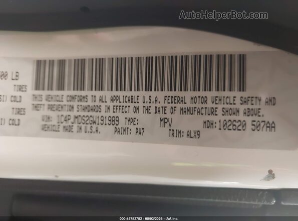 1C4PJMDS2GW191989 2016 JEEP CHEROKEE White Vista del compartimento del motor