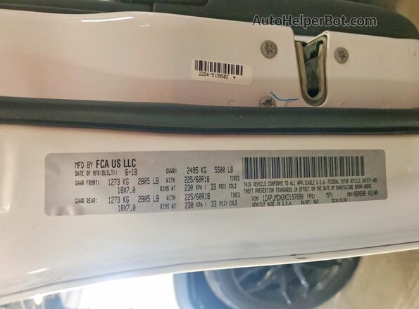 1C4PJMDX2KD197890 2019 JEEP CHEROKEE White VIN sticker view