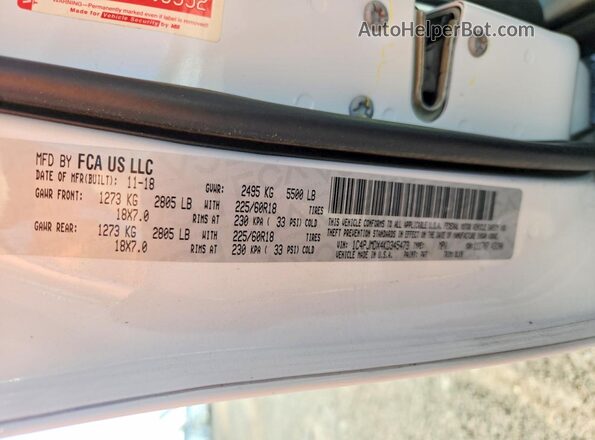1C4PJMDX4KD345473 2019 JEEP CHEROKEE Белый Вид наклейки с VIN-кодом