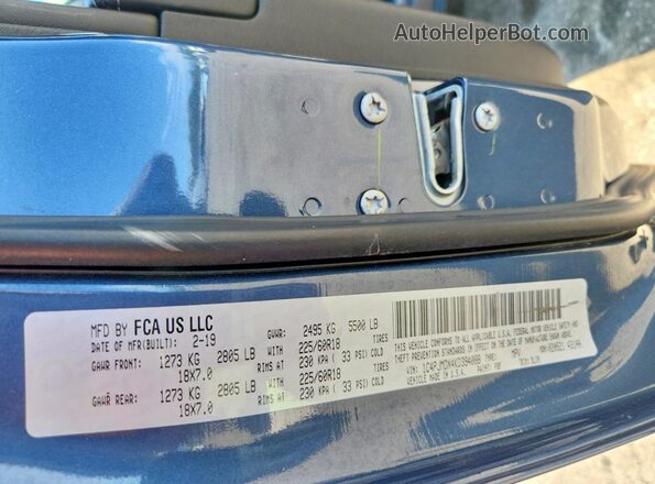 1C4PJMDX4KD394088 2019 JEEP CHEROKEE Синий Вид наклейки с VIN-кодом