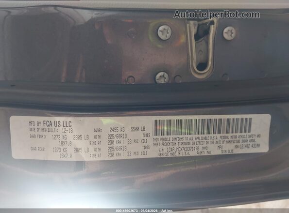 1C4PJMDX7KD371470 2019 JEEP CHEROKEE Black Vista del compartimento del motor