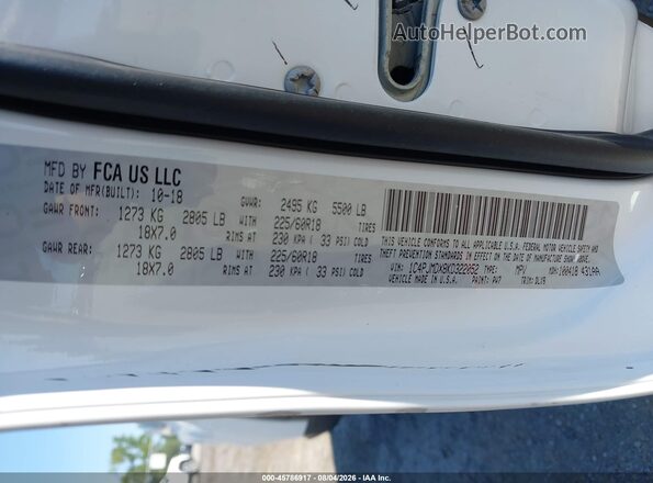 1C4PJMDX8KD322052 2019 JEEP CHEROKEE White Вид підкапотного простору
