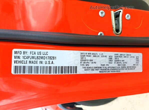 1C4PJMLB2MD178281 2021 JEEP CHEROKEE Orange Սալոնի 360 աստիճան տեսք